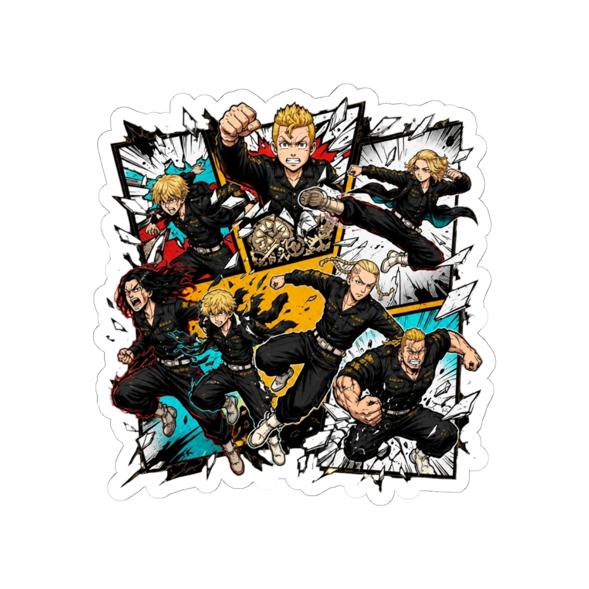 Tokyo Revengers Characters Bursting Through Panels Sticker - alternate angle 2, merchandise